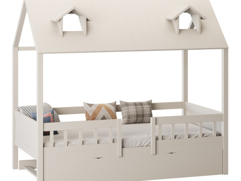 Bed Frame with Trundle 3D Model