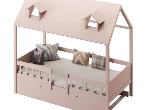 Bed Frame with Trundle 3D Model