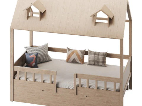 Bed Frame with Trundle 3D Model