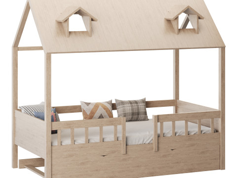 Bed Frame with Trundle 3D Model