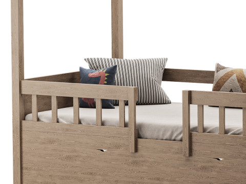 Bed Frame with Trundle 3D Model