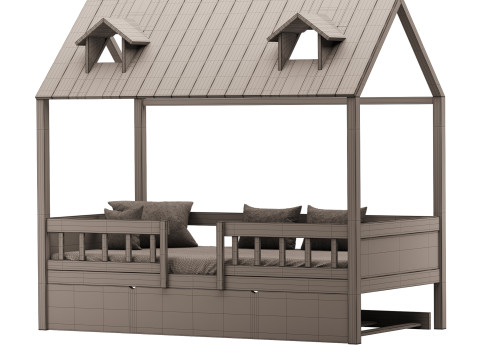 Bed Frame with Trundle 3D Model