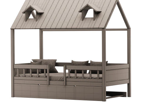 Bed Frame with Trundle 3D Model