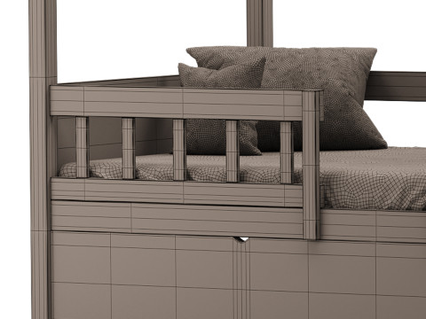 Bed Frame with Trundle 3D Model