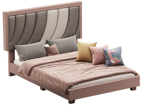 Boyd Sleep Bree Upholstered Faux Leather Platform Bed 3D Модель
