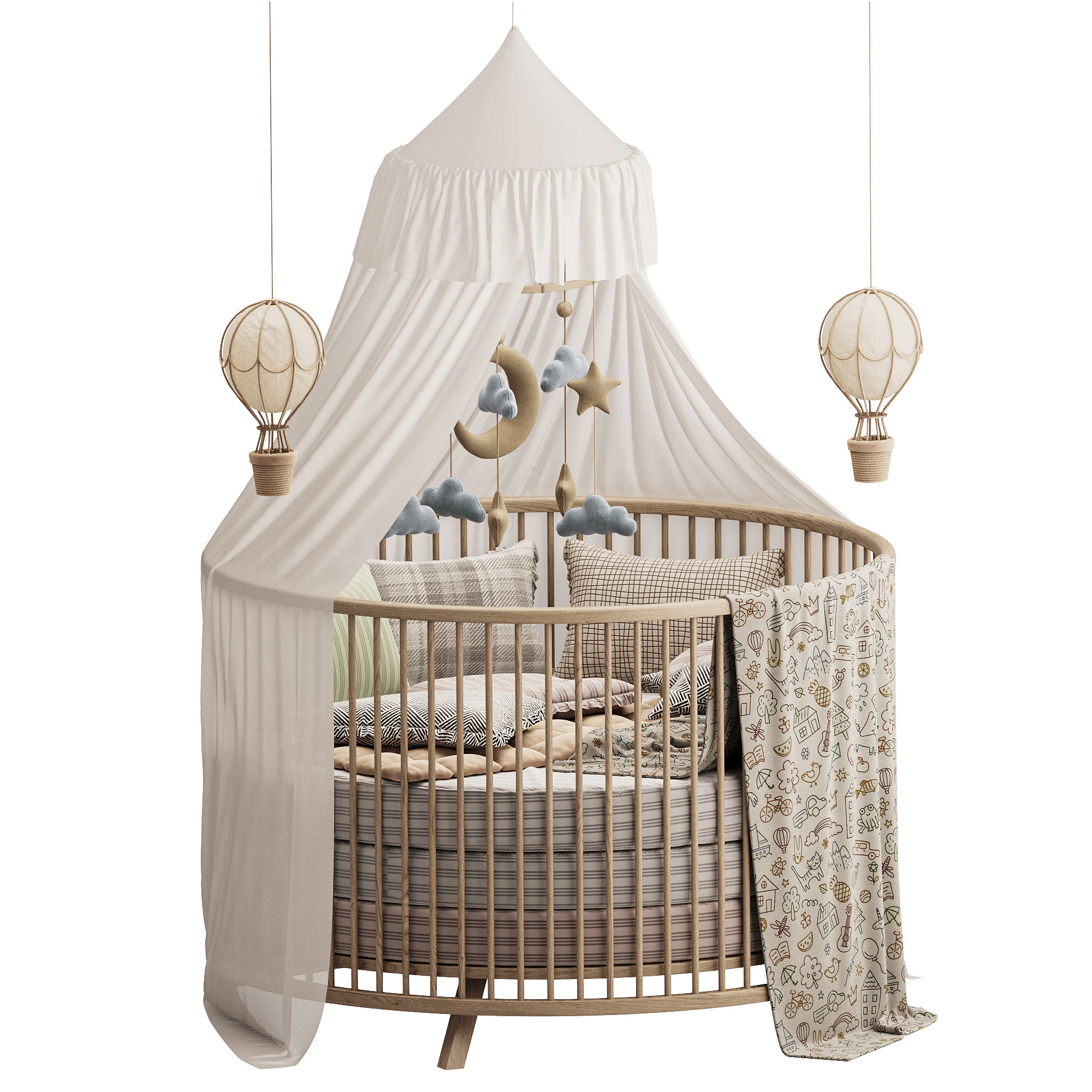 Baby bed 5 3D Model .c4d .max .obj .3ds .fbx .stl .blend