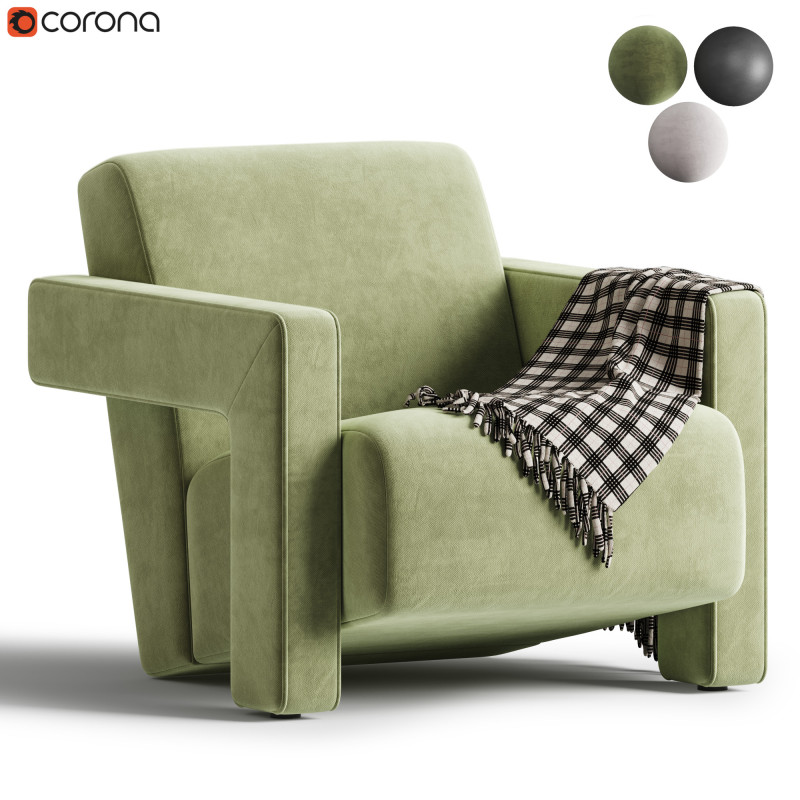 Brompton Sculptural Armchair Lichen Velvet Model 3D .c4d .max .obj .3ds .fbx .stl .blend