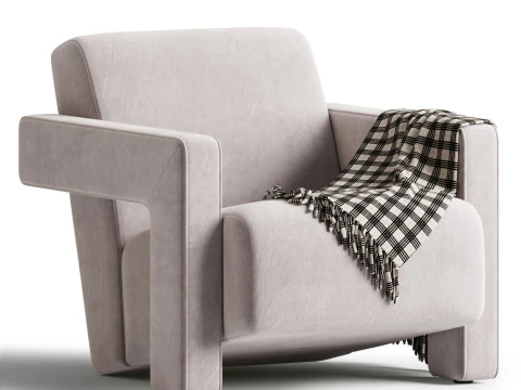 Brompton Sculptural Armchair Lichen Velvet 3D Model
