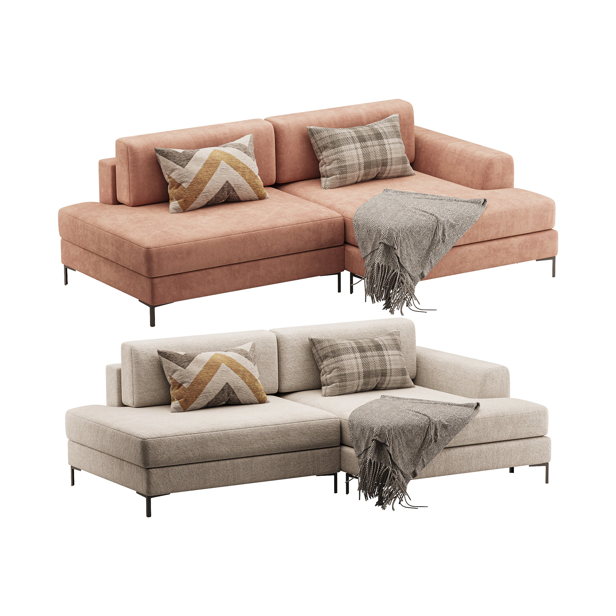 Corner sofa Edwin Velvet Terra 3D Model .c4d .max .obj .3ds .fbx .stl .blend 