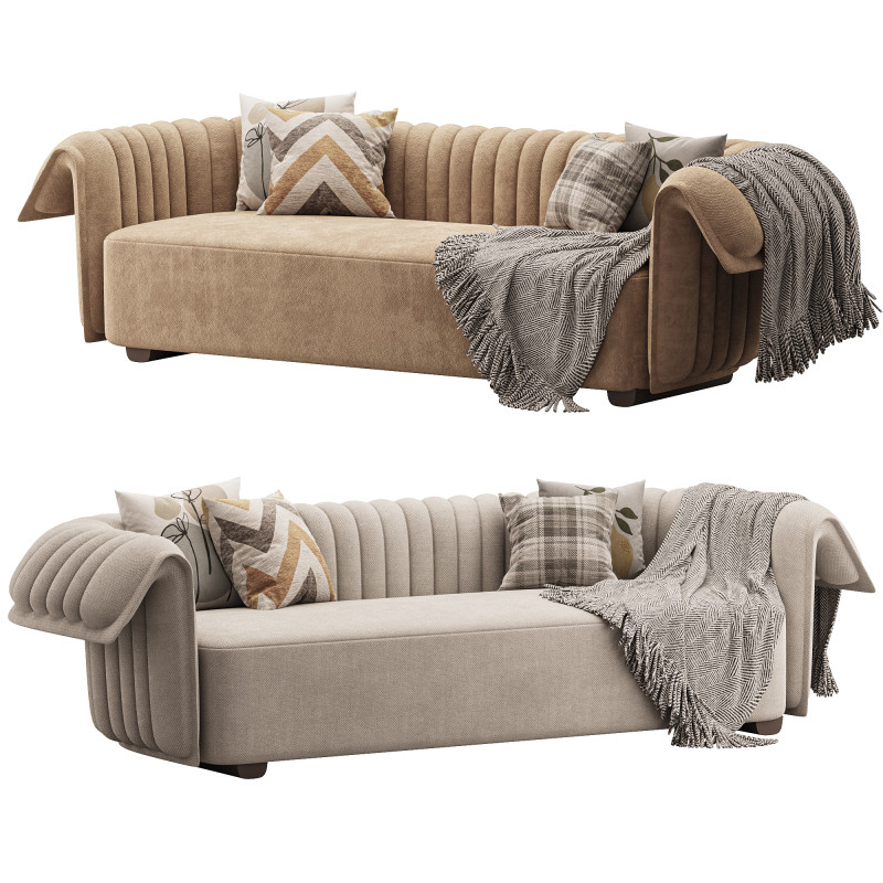 Curved Sofa Microfiber Leather Modelo 3D .c4d .max .obj .3ds .fbx .stl .blend
