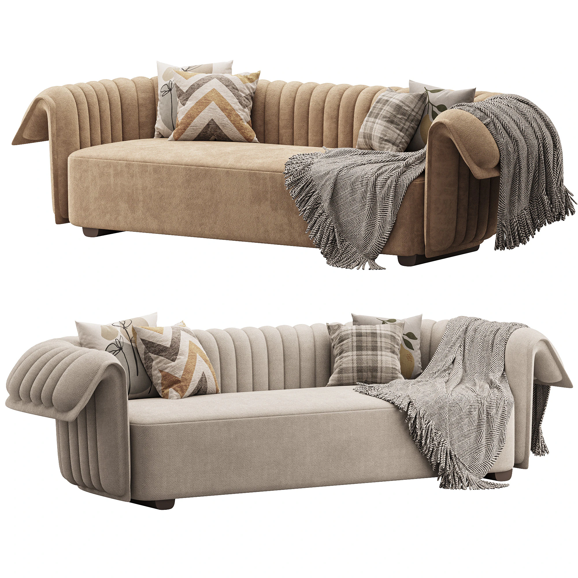 Curved Sofa Microfiber Leather 3D Model .c4d .max .obj .3ds .fbx .stl .blend 