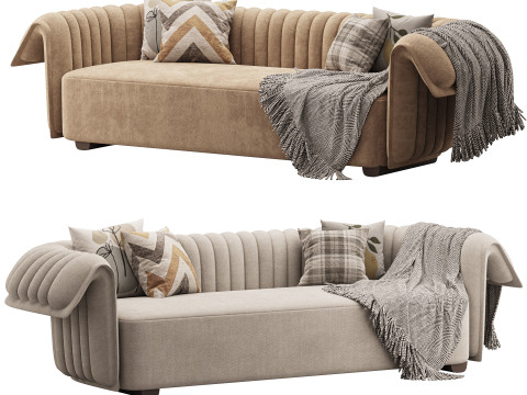 Curved Sofa Microfiber Leather 3D 모델