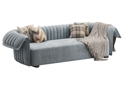 Curved Sofa Microfiber Leather Modelo 3D