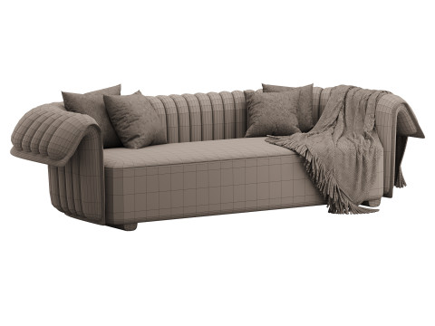 Curved Sofa Microfiber Leather Modelo 3D
