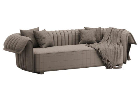 Curved Sofa Microfiber Leather 3D Model