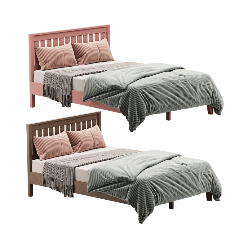 Deluxe Wood Platform Bed 3D Модель .c4d .max .obj .3ds .fbx .stl .blend