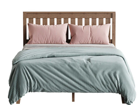Deluxe Wood Platform Bed 3D Model