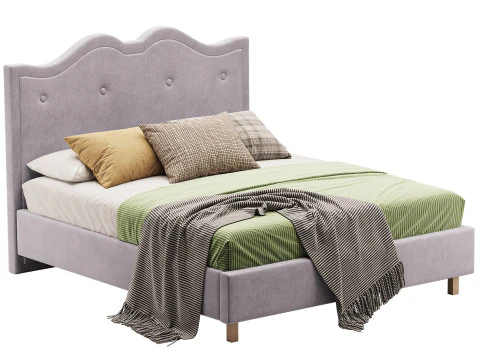 Double bed blue Williams 3D Model