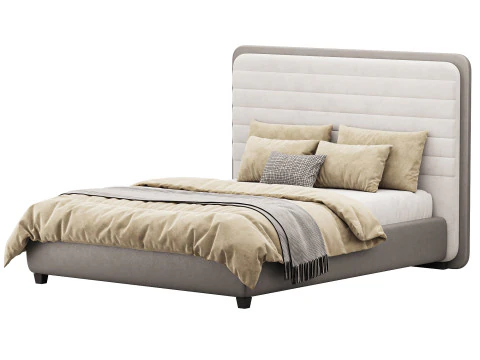 Double bed with upholstered headboard 180x200 3D Model