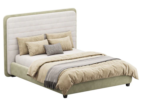 Double bed with upholstered headboard 180x200 3D Model
