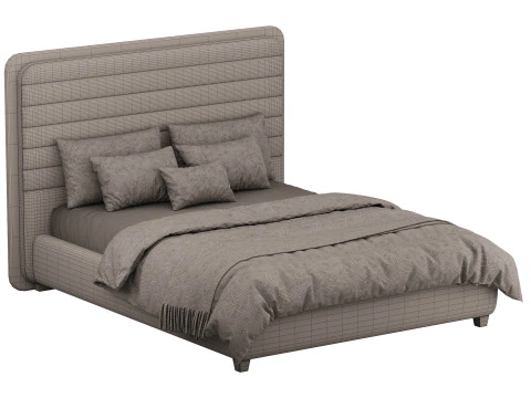 Double bed with upholstered headboard 180x200 3D Model