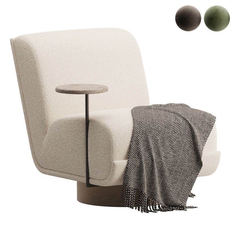 Four Hands Bronwyn Swivel Chair W Side Table Knoll Natural 3D 模型 .c4d .max .obj .3ds .fbx .stl .blend