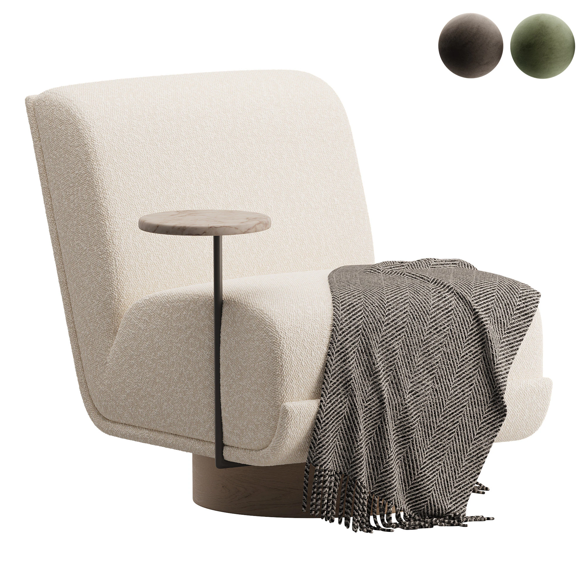 Four Hands Bronwyn Swivel Chair W Side Table Knoll Natural 3D Model .c4d .max .obj .3ds .fbx .stl .blend 
