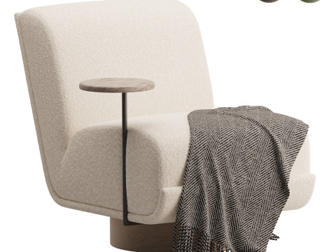 Four Hands Bronwyn Swivel Chair W Side Table Knoll Natural Modelo 3D