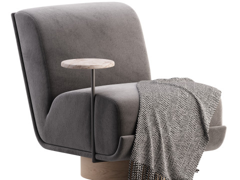 Four Hands Bronwyn Swivel Chair W Side Table Knoll Natural 3D 模型