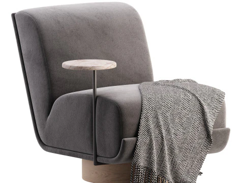 Four Hands Bronwyn Swivel Chair W Side Table Knoll Natural 3D Model