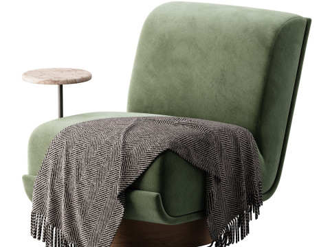 Four Hands Bronwyn Swivel Chair W Side Table Knoll Natural 3D 模型