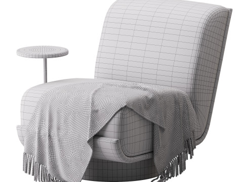 Four Hands Bronwyn Swivel Chair W Side Table Knoll Natural 3D 模型
