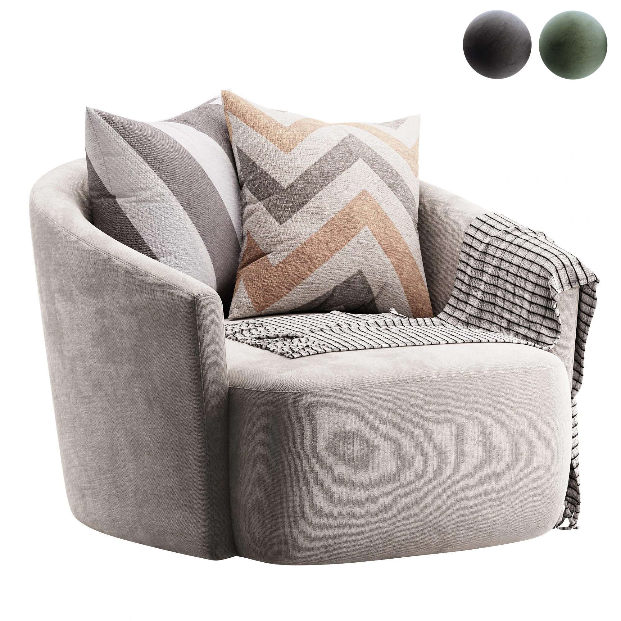 Four Hands Chloe Swivel Chair 3D Model .c4d .max .obj .3ds .fbx .stl .blend 