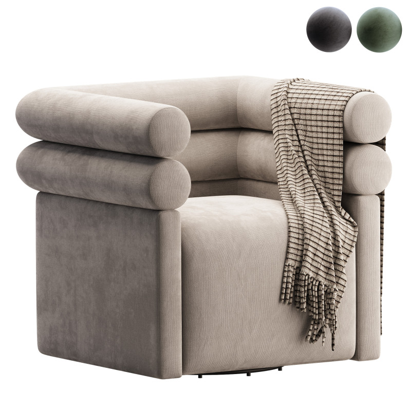 Four Hands Evie Swivel Chair Hampton Cream 3Dモデル .c4d .max .obj .3ds .fbx .stl .blend