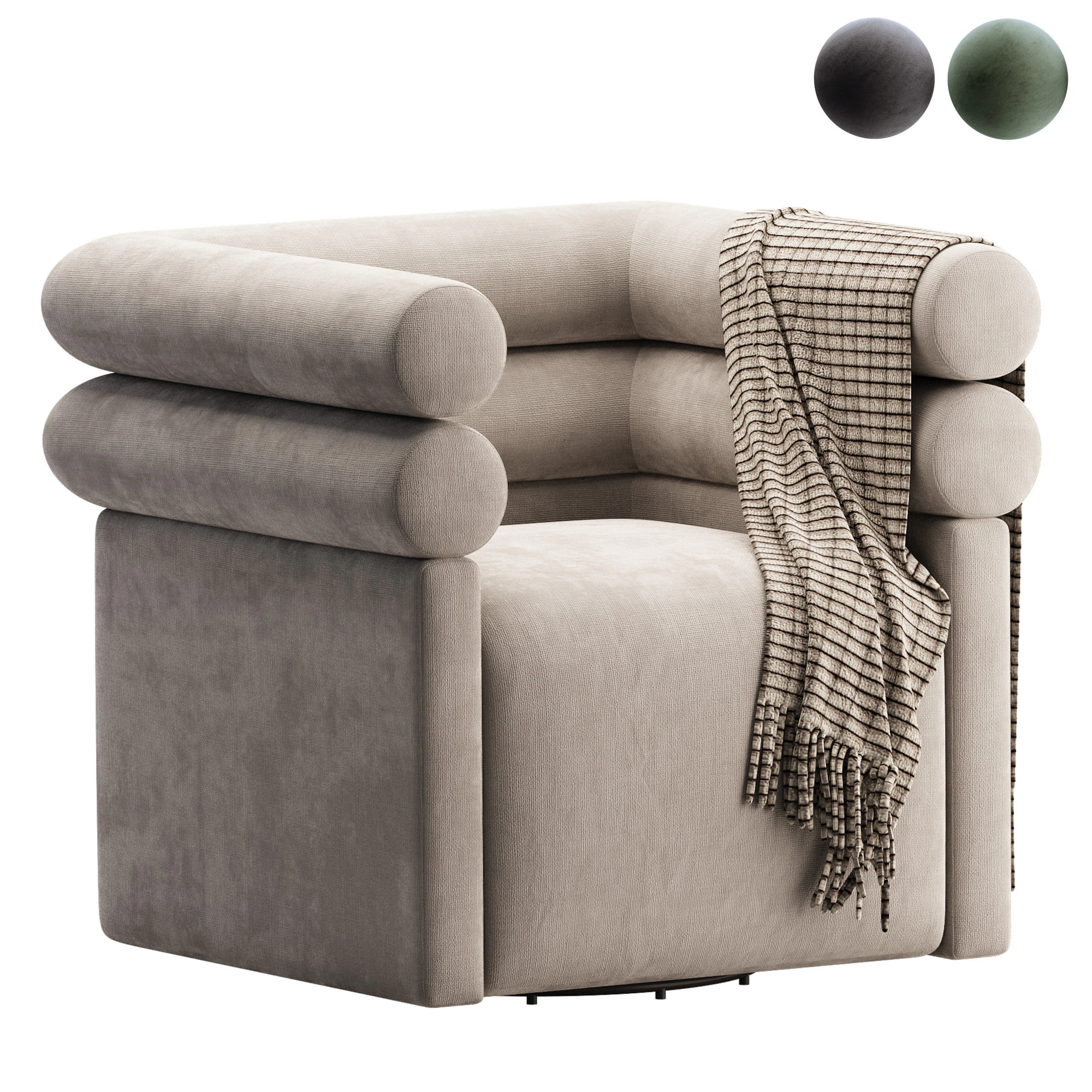 Cadeira Girat&oacute;ria Evie Quatro M&atilde;os Hampton Creme Modelo 3D .c4d .max .obj .3ds .fbx .stl .blend 