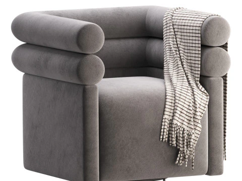 Cadeira Girat&oacute;ria Evie Quatro M&atilde;os Hampton Creme Modelo 3D