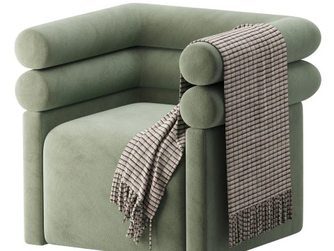 Cadeira Girat&oacute;ria Evie Quatro M&atilde;os Hampton Creme Modelo 3D