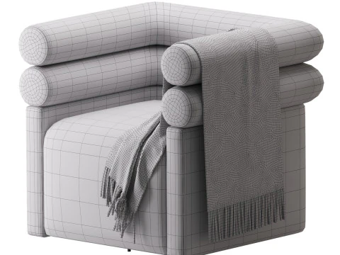 Cadeira Girat&oacute;ria Evie Quatro M&atilde;os Hampton Creme Modelo 3D