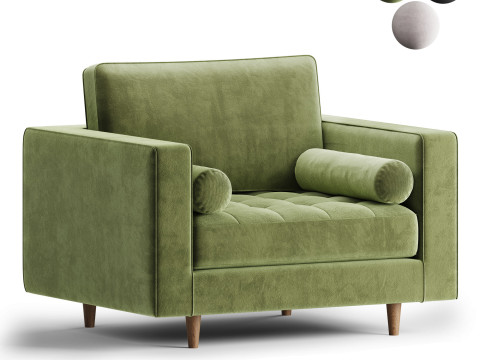 Henrietta Armchair Moss Green Velvet 3D-Modell