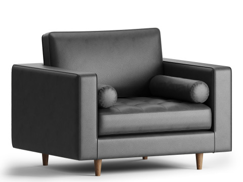 Henrietta Armchair Moss Green Velvet 3D 모델
