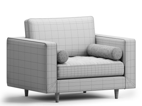 Henrietta Armchair Moss Green Velvet 3D 모델