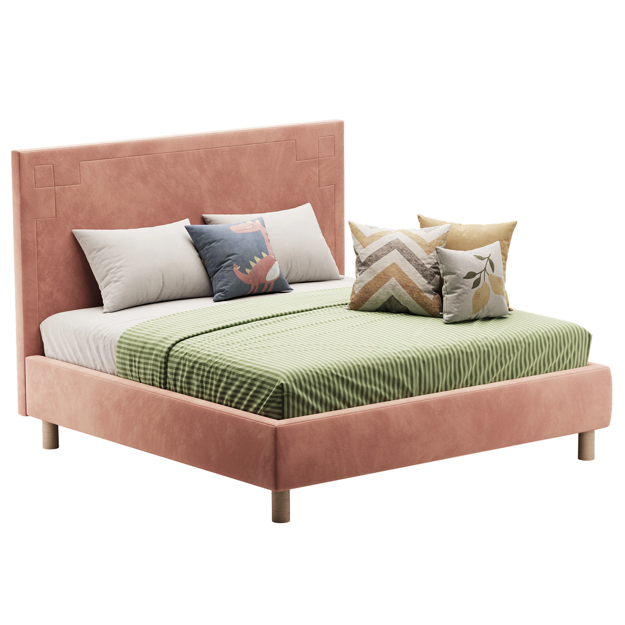 Kids Bed pink Aiden Pink 3D Model .c4d .max .obj .3ds .fbx .stl .blend 