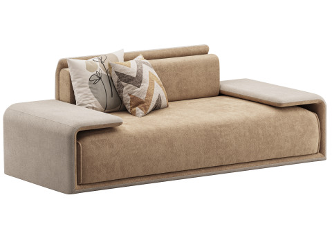 Modern Dark Grey Upholstered 3D Model