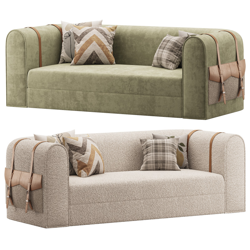 Modern White Boucle 3 Seater Sofa Modelo 3D .c4d .max .obj .3ds .fbx .stl .blend