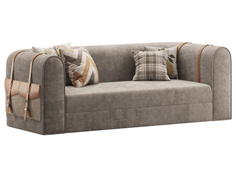 Modern White Boucle 3 Seater Sofa Modelo 3D