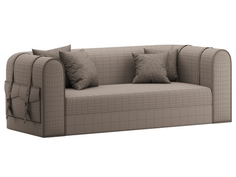Modern White Boucle 3 Seater Sofa Modelo 3D