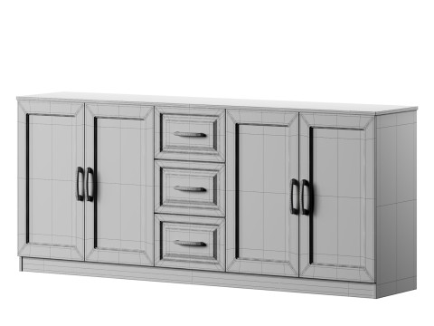 Modern Wood Buffet 3 3D 模型