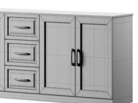 Modern Wood Buffet 3 3D 模型