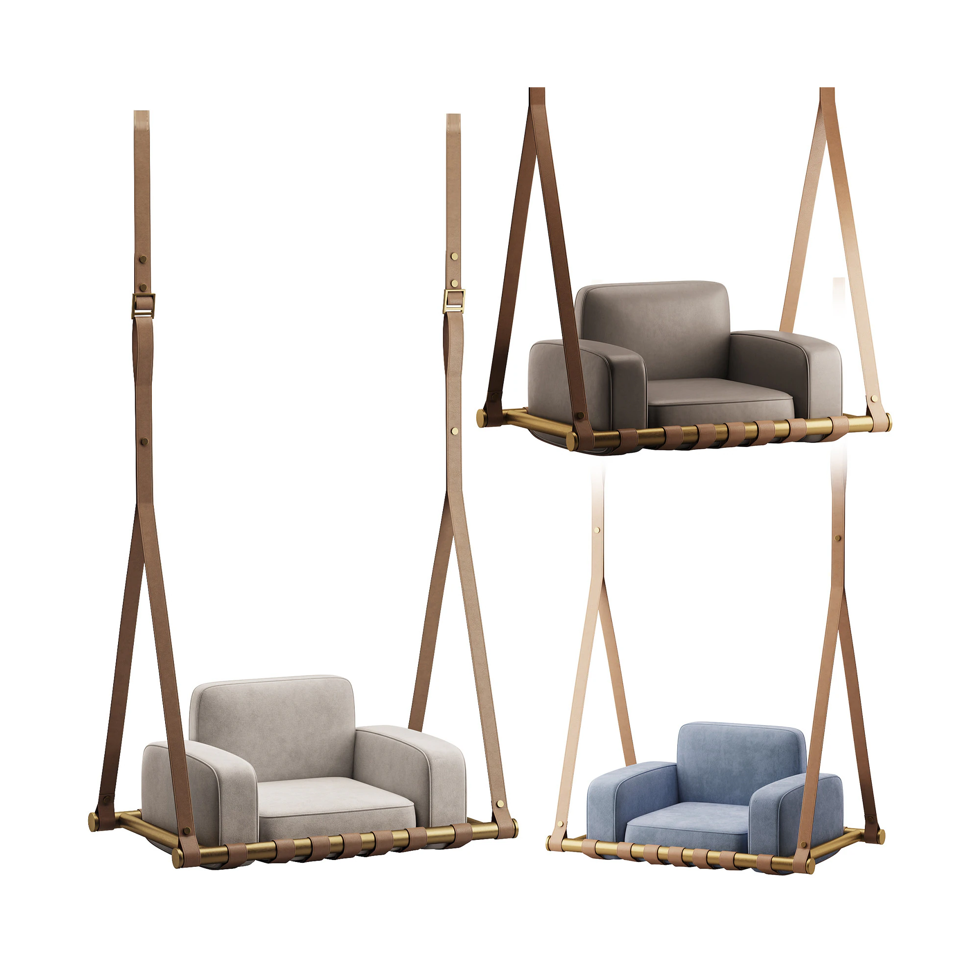 Navy Blue Luxury Swing 3D Model .c4d .max .obj .3ds .fbx .stl .blend