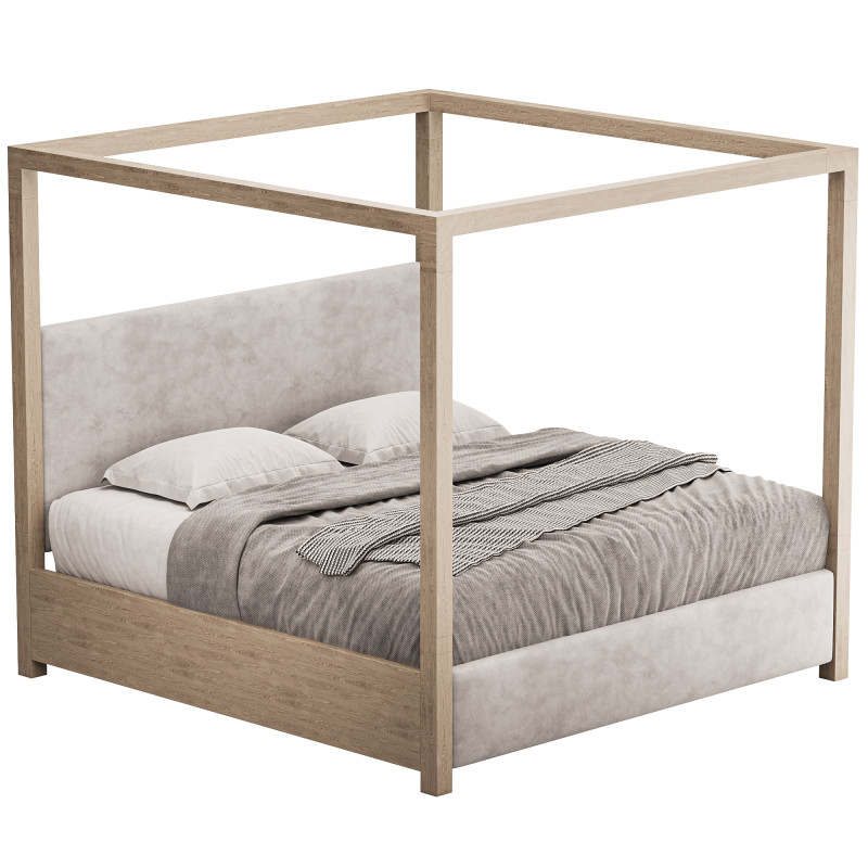 Palma Upholstered Canopy King Bed 3D Model .c4d .max .obj .3ds .fbx .stl .blend